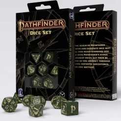 Arcadia Poly Glitter Green /Gold (7) Terningsett, Pathfinder