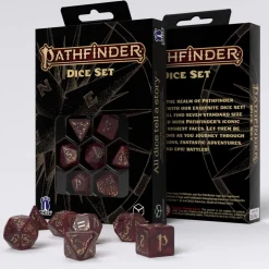 Avistan Poly Glitter Red /Gold (7) Terningsett, Pathfinder