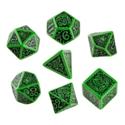 Call of Cthulhu Outer Gods Cthulhu Poly Green /Black (7) Terningsett, Call of Cthulhu RPG