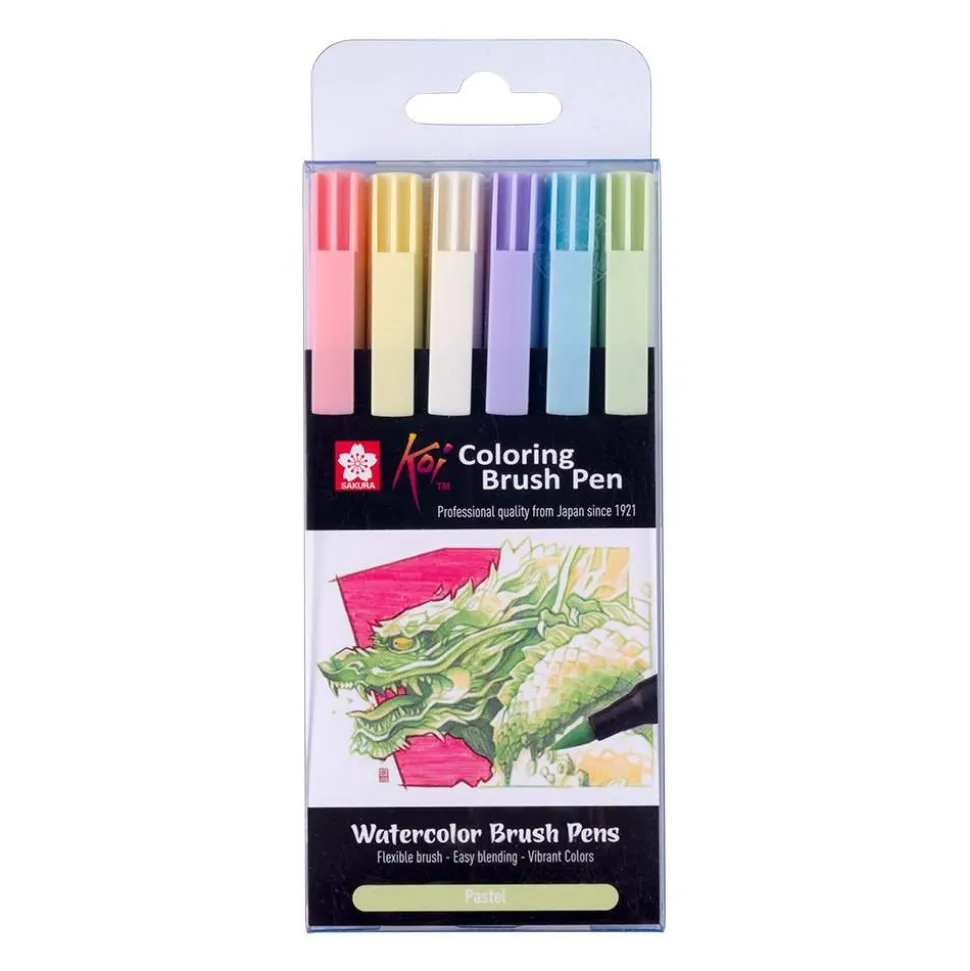 Coloring Brush Pen Sett 6stk Pastel