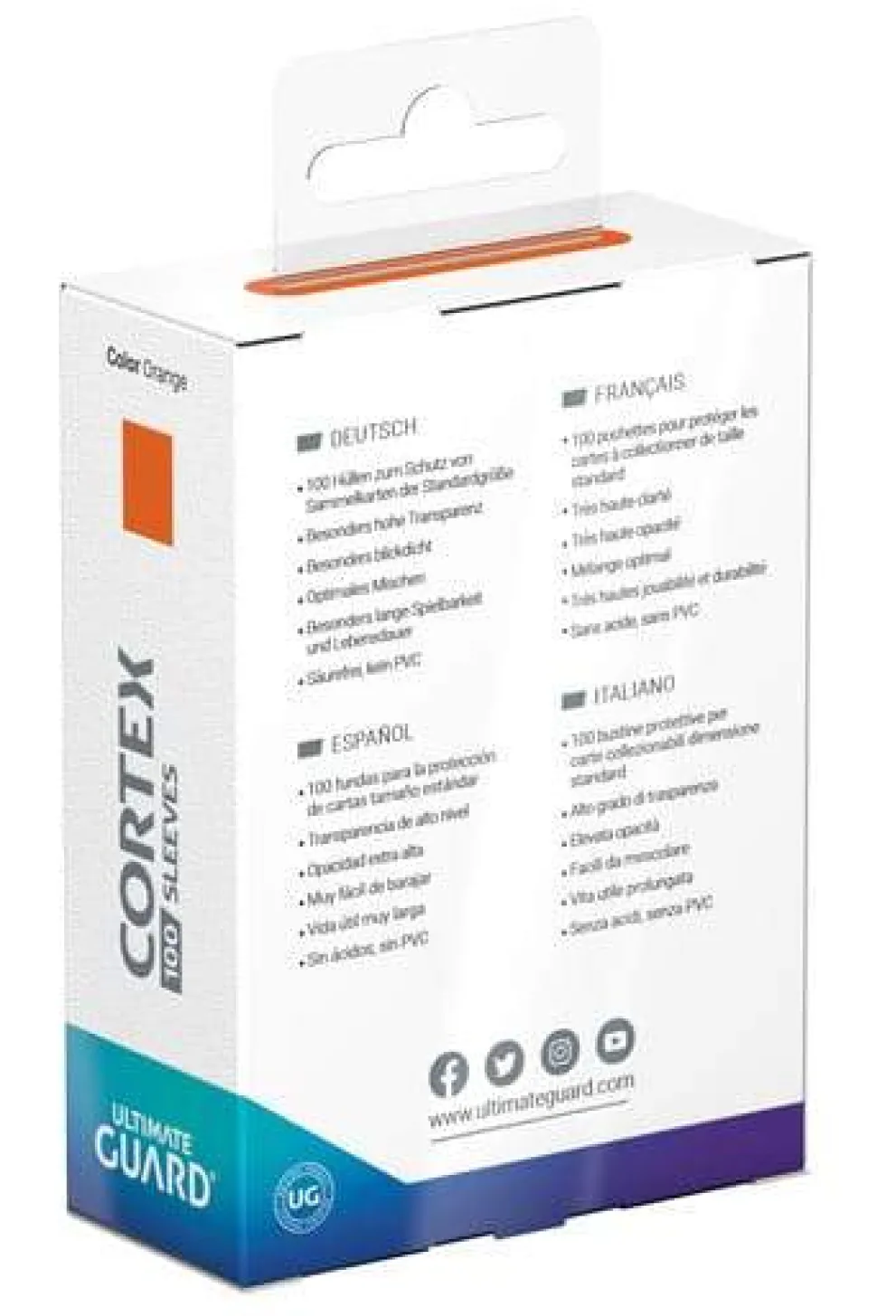 Cortex Sleeves Orange Standard Size (100) Kortlommer, Cortex