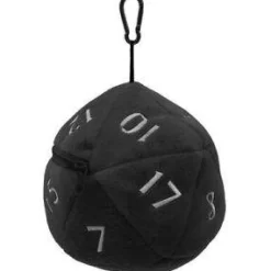 D20 Black Plush Dice Bag Terningpose