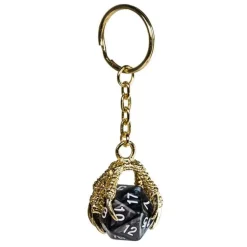 D20 Keychain Dragon Claw Black