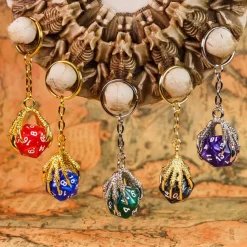 D20 Keychain Dragon Claw Red