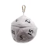 D20 White Plush Dice Bag Terningpose