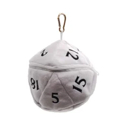 D20 White Plush Dice Bag Terningpose
