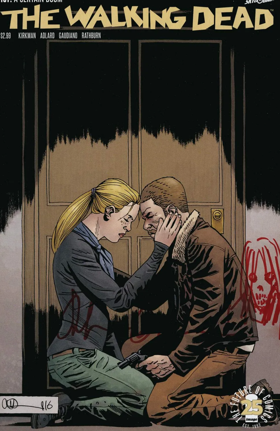 Df Walking Dead #167 Blood Red Gaudiano Signed Zombie Head Sket