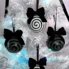 Downward Spiral Black Ornaments Set of 4