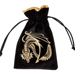 Dragon Black & Golden Velour Dice Bag Terningpose