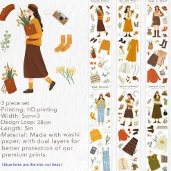 Fall Breeze Wide Washi Tape Sticker Set