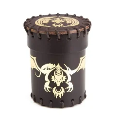 Flying Dragon Brown & Gold Leather Dice Cup Terningbeger