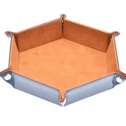 Foldable Leather Hexagon Camel Dice Tray