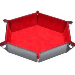 Foldable Leather Hexagon Red Dice Tray