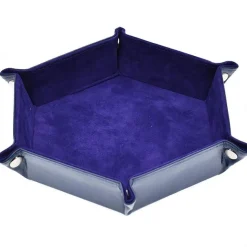 Foldable Leather Hexagon Purple Dice Tray