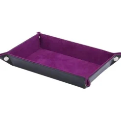 Foldable Leather Rectangular Purple & Black Dice Tray