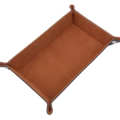 Foldable Leather Rectangular Brown & Black Dice Tray