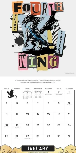 Fourth Wing Officially Licensed Fan Art 2026 Wall Calendar