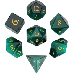 Gemstone Poly Cat's Eye Dark Green /Gold (7)