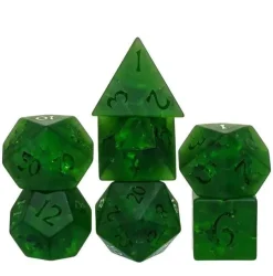 Glass Burst Lightning Poly Green /Green (7) Terningsett