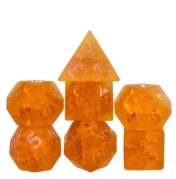 Glass Burst Lightning Poly Orange /Orange (7) Terningsett