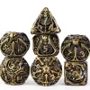 Hollow Metal Poly Human Bone Gold (7) Terningsett