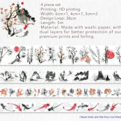 Ink Tranquility Washi Tape Sticker Set