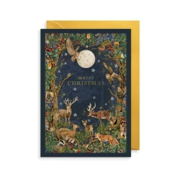 Merry Christmas Navy Woodland Card