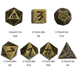 Metal Keychain Bullet with tiny Metal Poly Dice Set Bronze (7)