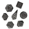 Metal Poly Maze Dice Barrel Silver (7) Terningsett