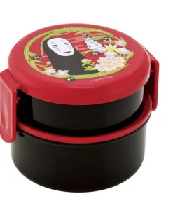 No Face Dark Red Two Layer Round Shape Lunch Box