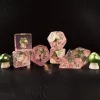Novelty Mushroom Poly Pink, Green /Silver (7) Terningsett