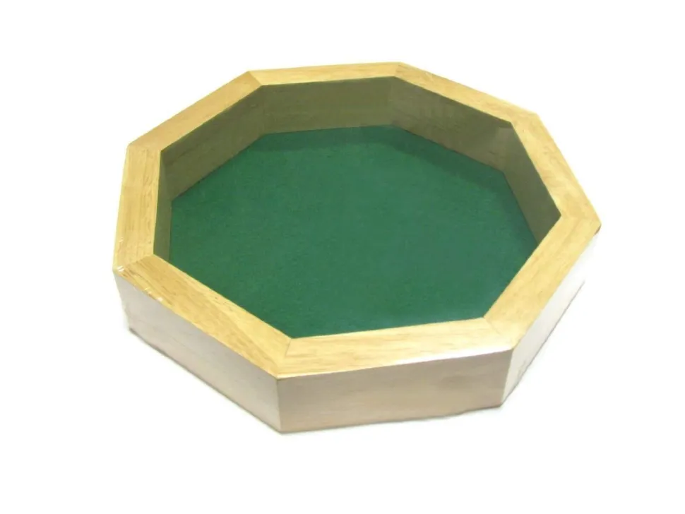 Octagon Wood Dice Tray 10 Inch Terningbrett