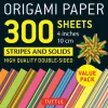 Origami Paper 300 sheets Stripes and Solids 4" (10 cm): Tuttle Origami Paper: Double-Sided Origami Sheets Printed with 12 Different Designs