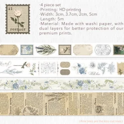Petals & Parchment Washi Tape and Sticker Set (4)