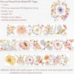 Pre-Cut Floral Finch PET Tape