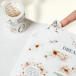 Pre-cut Rosé Scripts Wide Washi Tape