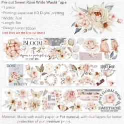 Pre-cut Sweet Rosé Wide Washi Tape