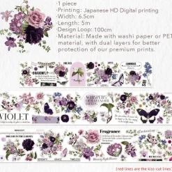 Pre-cut Violet Veil Wide Washi Tape