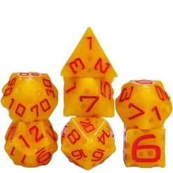 Resin Poly Cheese Yellow /Red (7) Terningsett