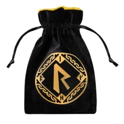 Runic Black & Golden Velour Dice Bag Terningpose