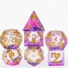 Sharp Edge Resin Poly Color Sinking Pink, Purple /Gold (7) Terningsett