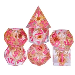Sharp Edge Resin Poly Flower Little Star /Pink (7) Terningsett