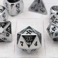 Slashing Damage Poly Dice Set Metal Chrome /Black (7)