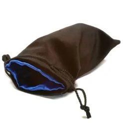 Velvet Dice Bag Black with Blue Lining Large Terningpose
