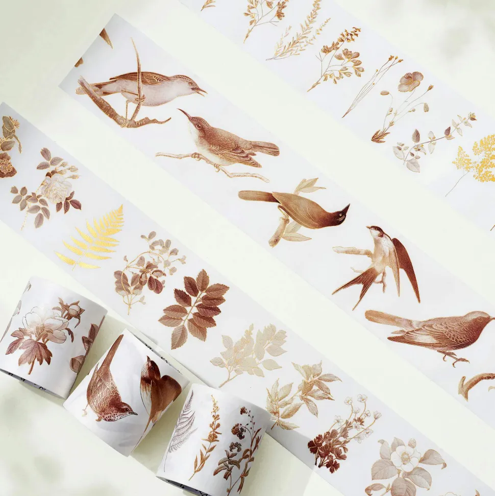 Vintage Botanicals Washi Tape Sticker Set (GILDED)