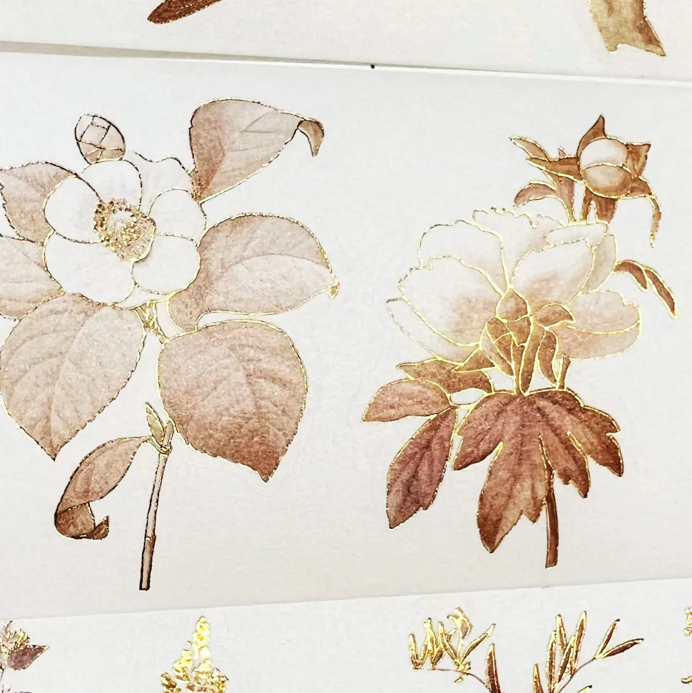 Vintage Botanicals Washi Tape Sticker Set (GILDED)
