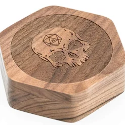 Walnut Hexagon Skull Wooden Dice Box