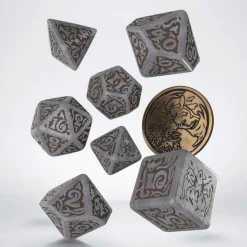 Witcher Leshen The Shapeshifter Poly Brown /Gray w /Coin (7) Terningsett, Witcher