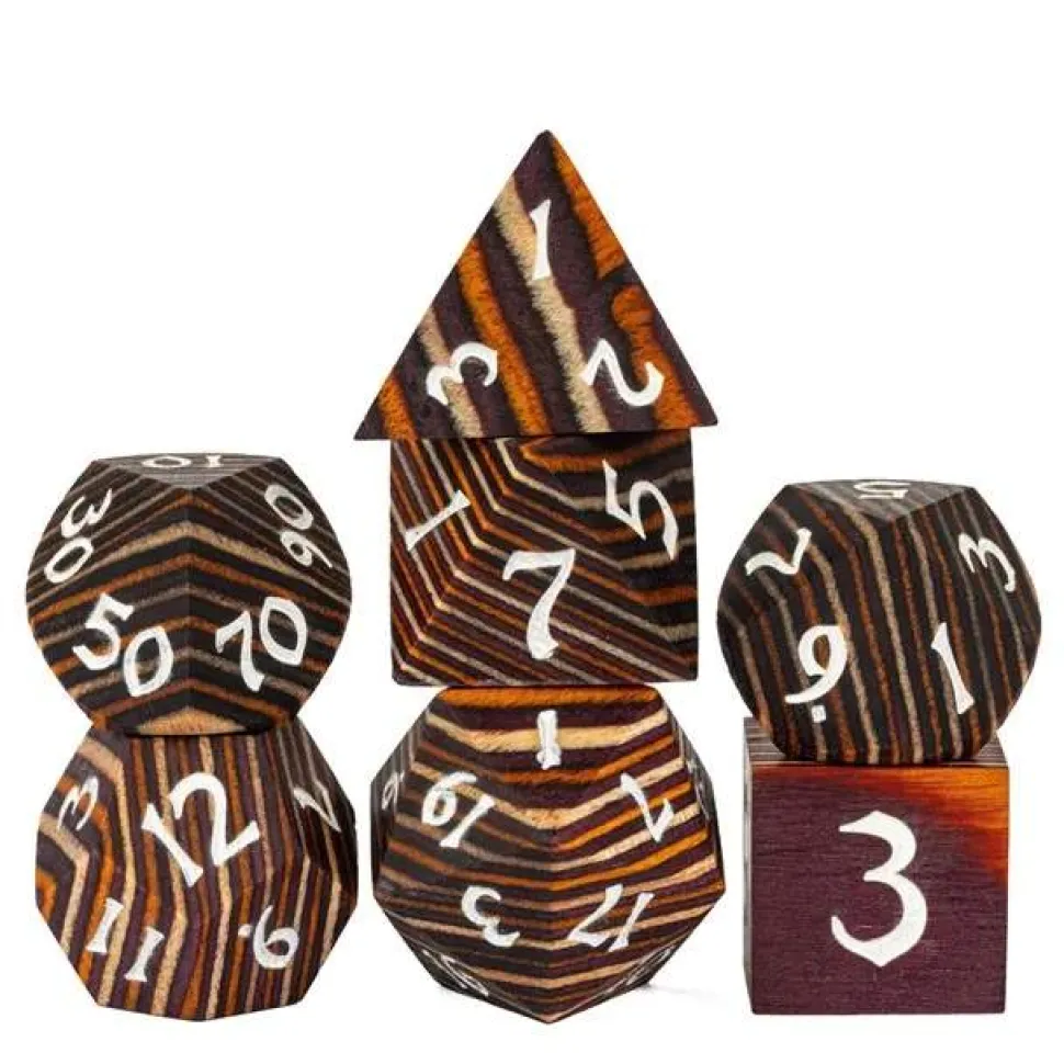 Wood High Quality Colorful Striped Brown, Orange /White (7)