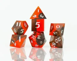 Wood Resin Rpg Dice Set Crimson Grove
